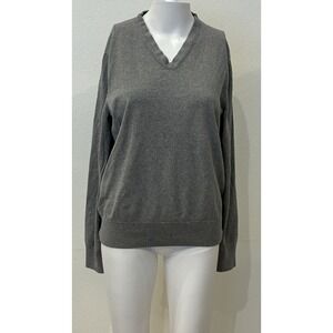 Banana Republic Luxury Blend V-Neck Sweater Womens Size M Silk Cashmere Gray